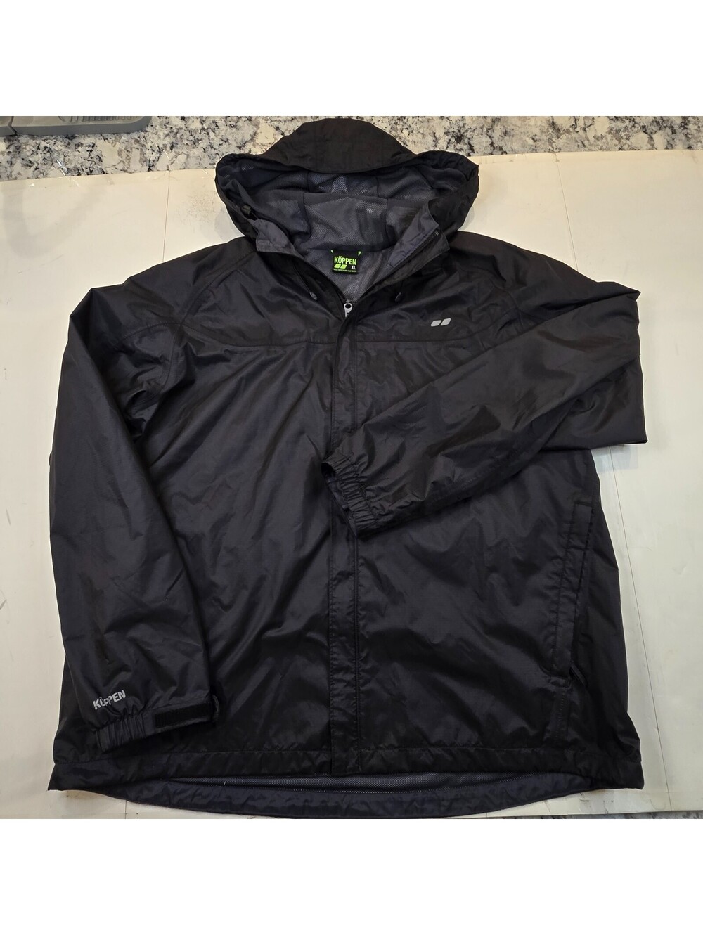 Koppen Men's Black Hooded Jacket, Full Front Zip Size XL